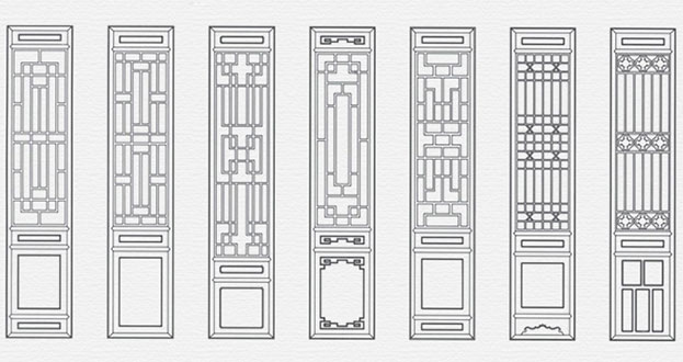 延长常用中式仿古花窗图案隔断设计图